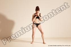 Underwear Martial art Woman White Moving poses Slim medium brown Dynamic poses Academic